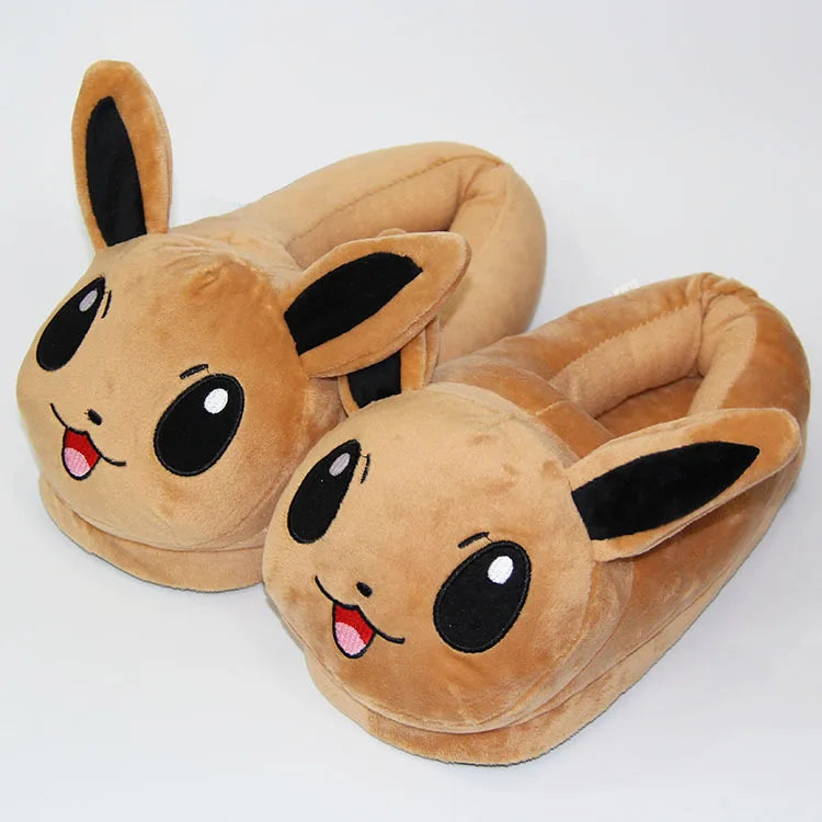 28cm Pokemon Anime Eevee Umbreon Pikachu Cute Animal Cartoon Plush Indoor Adult Slippers Stuffed Shoes Toys