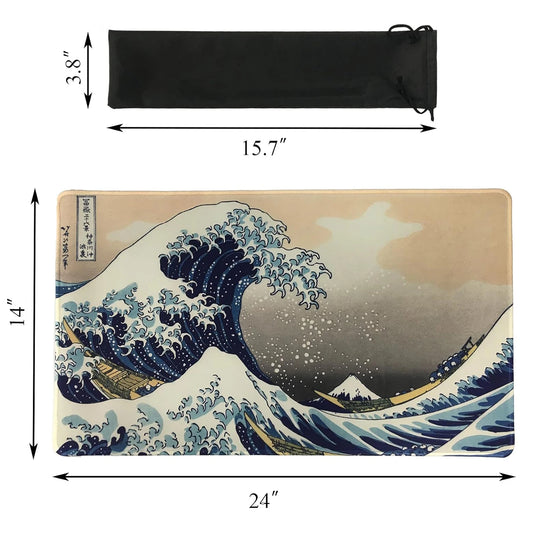 TCG Card Game Mat MTG Playmat The Great Wave Lorcana Playmat Mouse Pad: 60x35CM (24x14 Inches) With A Playmat Bag Free