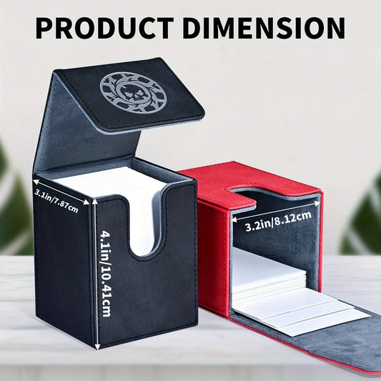 MTG Card Deck Box, hold 100+ single sleeved cards, PU leather denim embossed