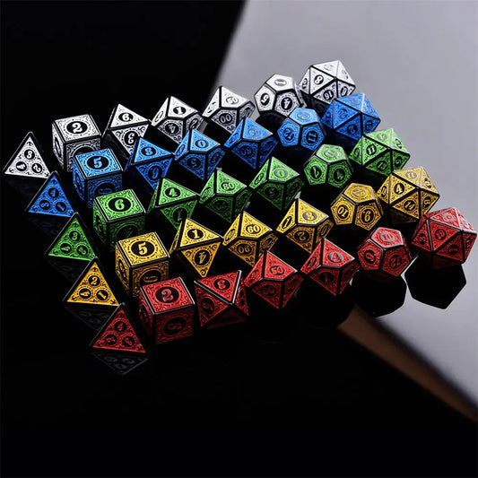 7Pcs/Set DND Dice D4~D20 Multi Sides Polyhedral Edge for Dungeon and Dragon Board Table Game Math Tabletop RPG D&D Accessories