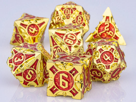 Dnd metal dice set ,red metal dice set for dungeons and dragons ,sharp edge d&d dice set