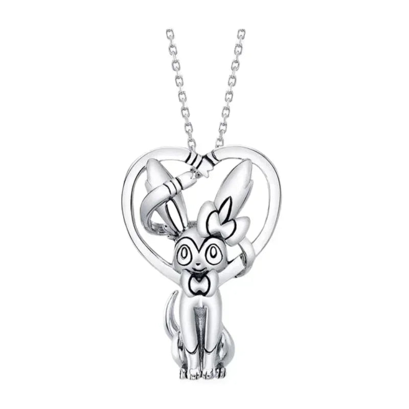 Pokemon Necklace Pendant 925 Silver Cartoon Animation Jewelry Accessories Niche Design Light Luxury Fashion Couple Trend Crafts