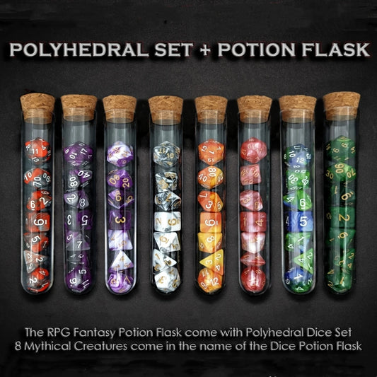 7Pcs/Set DND Mythology Polyhedral D&D COC Dice Set RPG Fantasy Potion Flask | Dungeons and Dragons Dice Set for Table Games