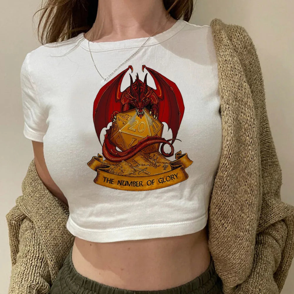 Dungeons And Dragons Dnd crop top gothic Grunge harajuku summer Aesthetic cropped y2k 2000s girls clothing