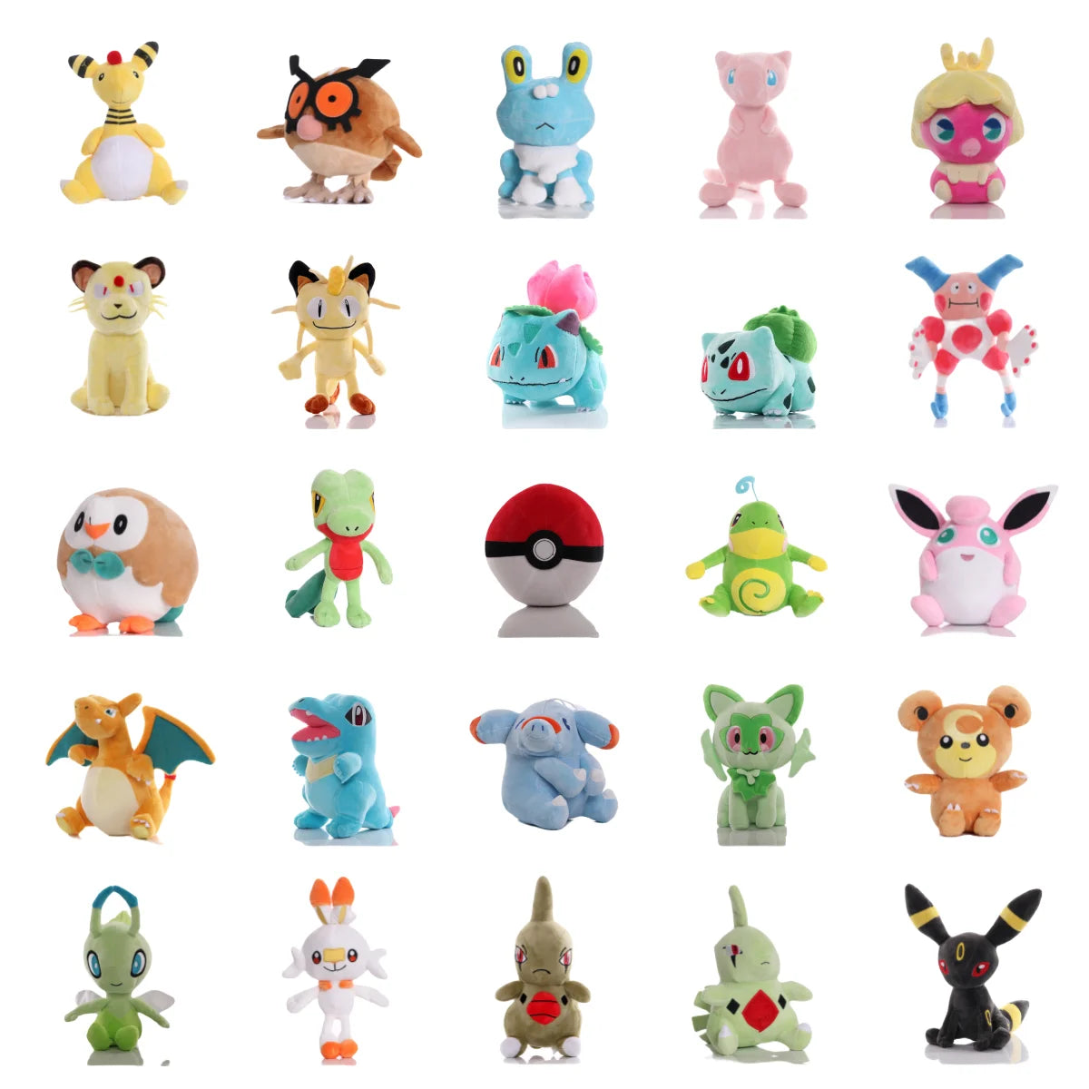 Newest Pokemon 25 Types Poke Ball Plush Toys Mew Umbreon Ivysaur Stuffed Doll Sprigatito Fuecoco Hobbies Collection Gifts