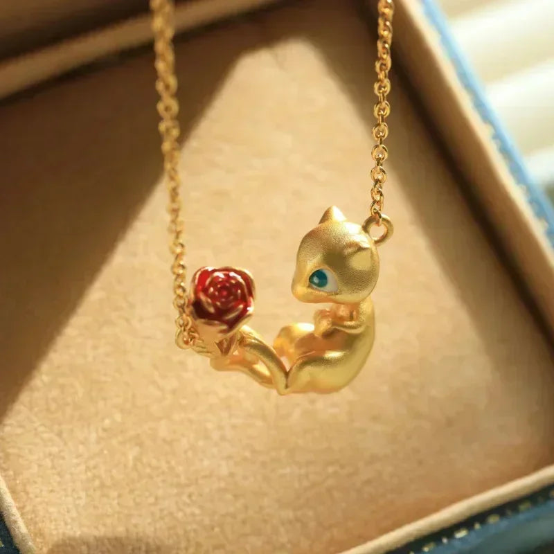 Pokemon Necklace Pendant 925 Silver Cartoon Animation Jewelry Accessories Niche Design Light Luxury Fashion Couple Trend Crafts