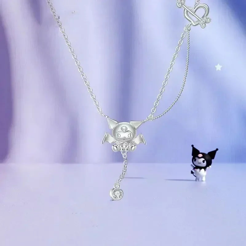 Pokemon Necklace Pendant 925 Silver Cartoon Animation Jewelry Accessories Niche Design Light Luxury Fashion Couple Trend Crafts