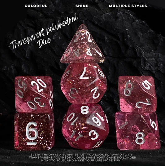 DND Dice Set Ttansparent Starry Colorful 7 Pcs Polyhedral Dice for Dungeon and Dragons D&D RPG Role Playing Games with Dice Bag