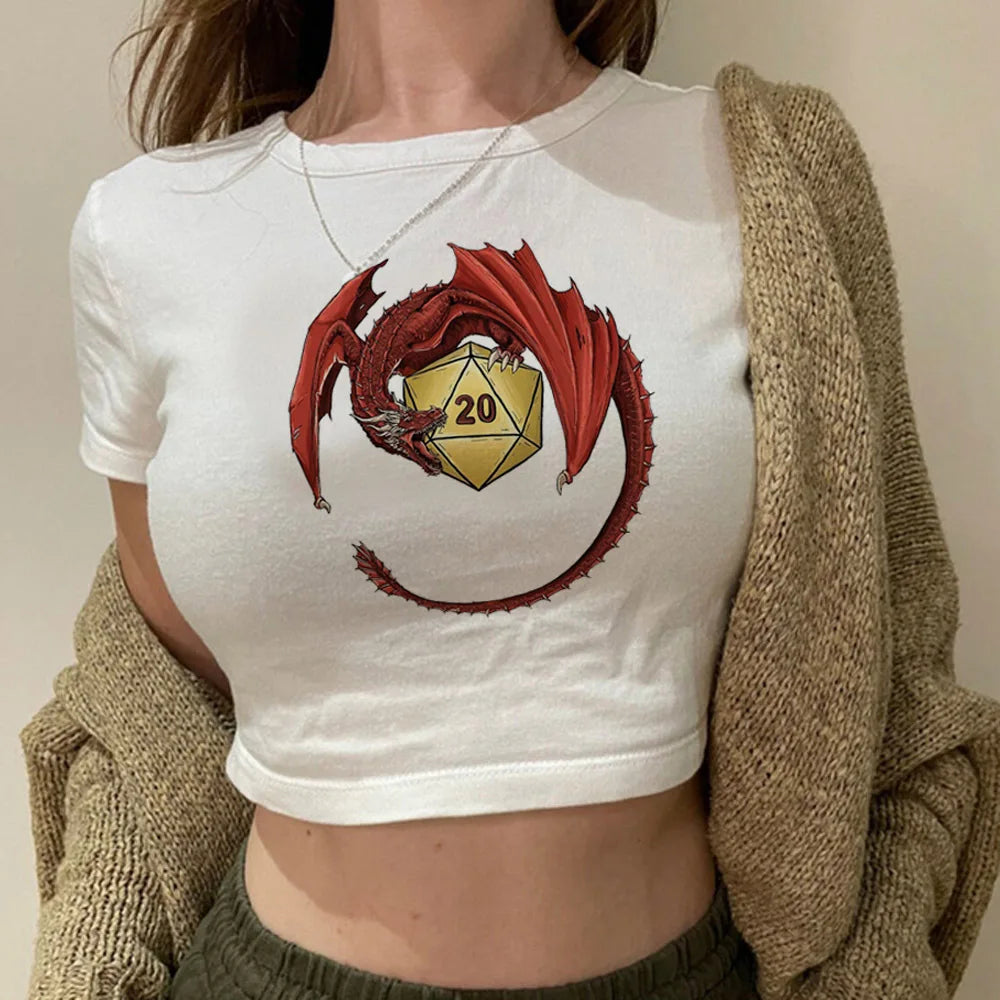 Dungeons And Dragons Dnd crop top gothic Grunge harajuku summer Aesthetic cropped y2k 2000s girls clothing