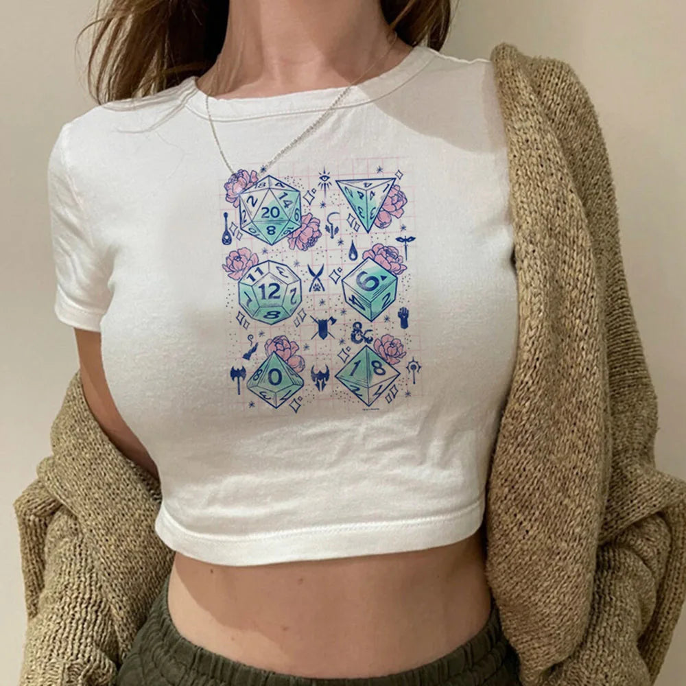 Dungeons And Dragons Dnd crop top gothic Grunge harajuku summer Aesthetic cropped y2k 2000s girls clothing