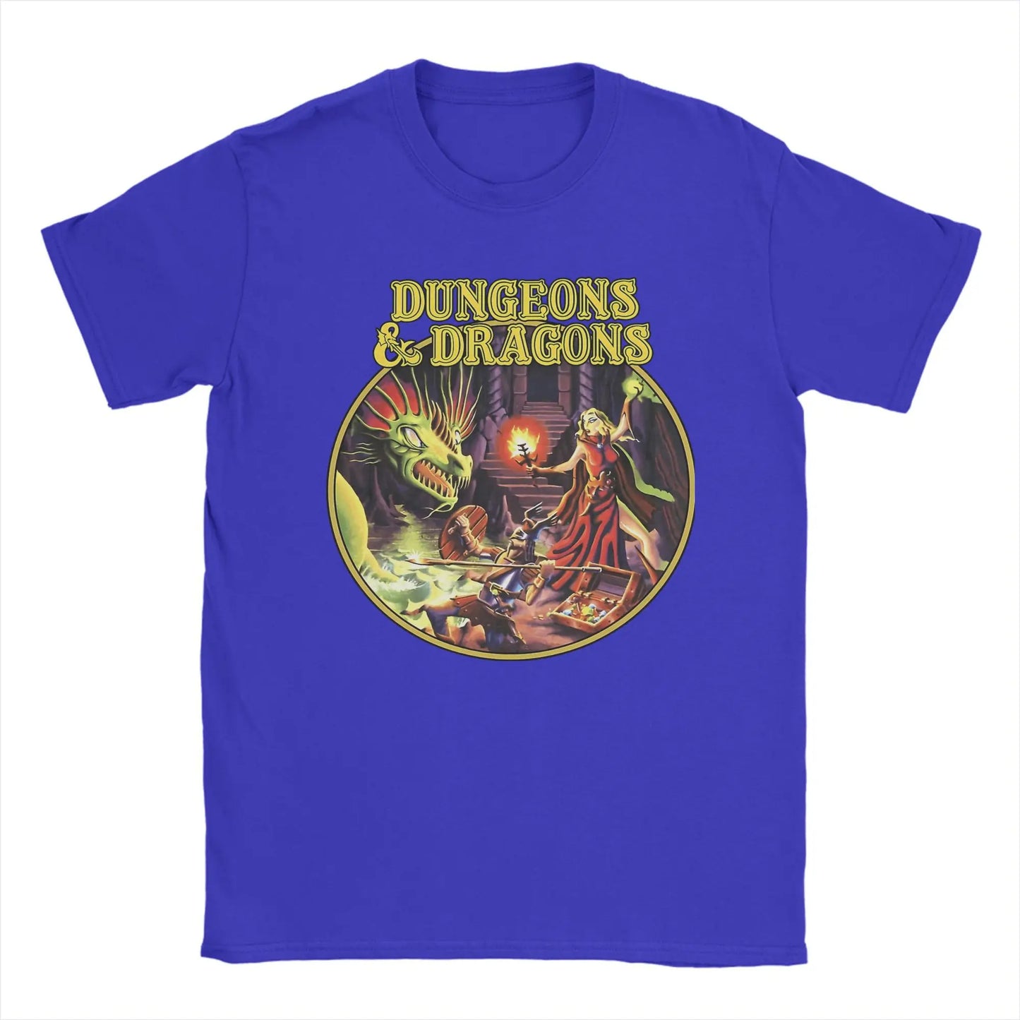 Dungeon Dragon DnD T Shirts Men Pure Cotton Vintage T-Shirts O Neck Tee Shirt Short Sleeve Clothes Adult