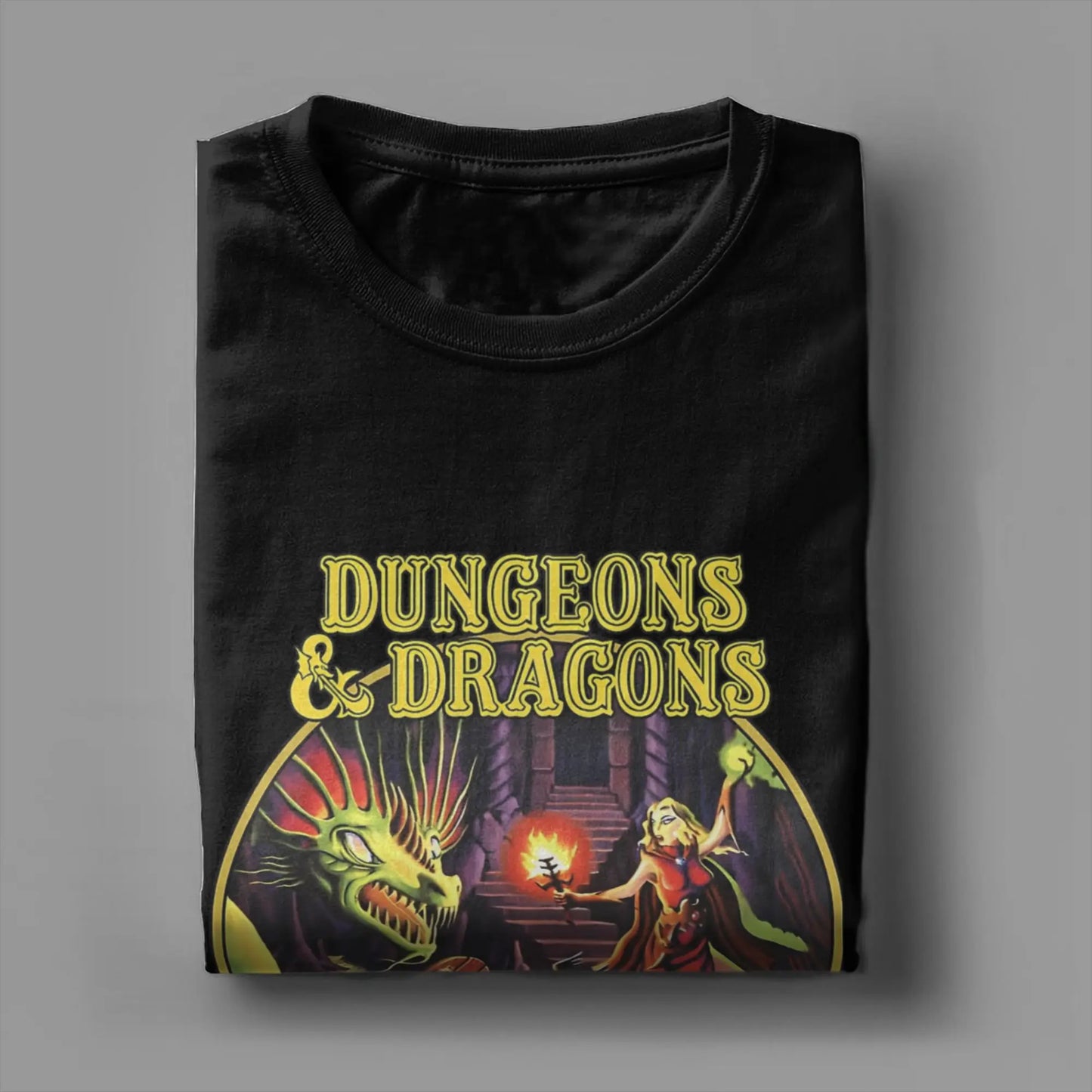 Dungeon Dragon DnD T Shirts Men Pure Cotton Vintage T-Shirts O Neck Tee Shirt Short Sleeve Clothes Adult