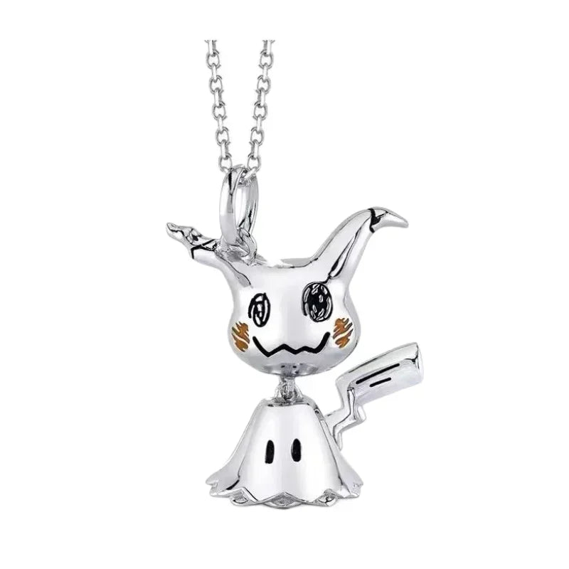 Pokemon Necklace Pendant 925 Silver Cartoon Animation Jewelry Accessories Niche Design Light Luxury Fashion Couple Trend Crafts