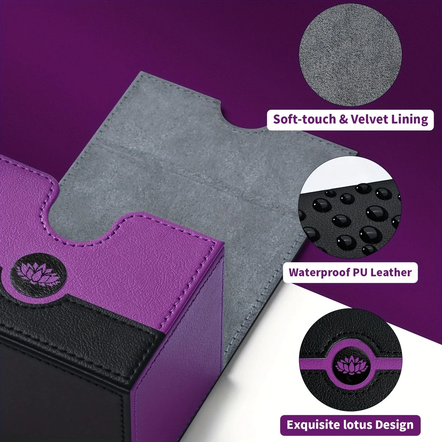 MTG Card Deck Box, Holds 120+ Single Sleeved Cards, PU Faux Leather, Strong Magnetic Closure, Suitable For MTG/TCG/CCG Card Deck