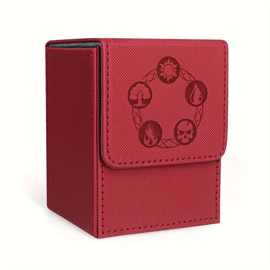 MTG Card Deck Box, Copyrighted Design,Fits 100+ Single Sleeved Cards, Magnetic Closure PU Leather Card Box for TCG Cards