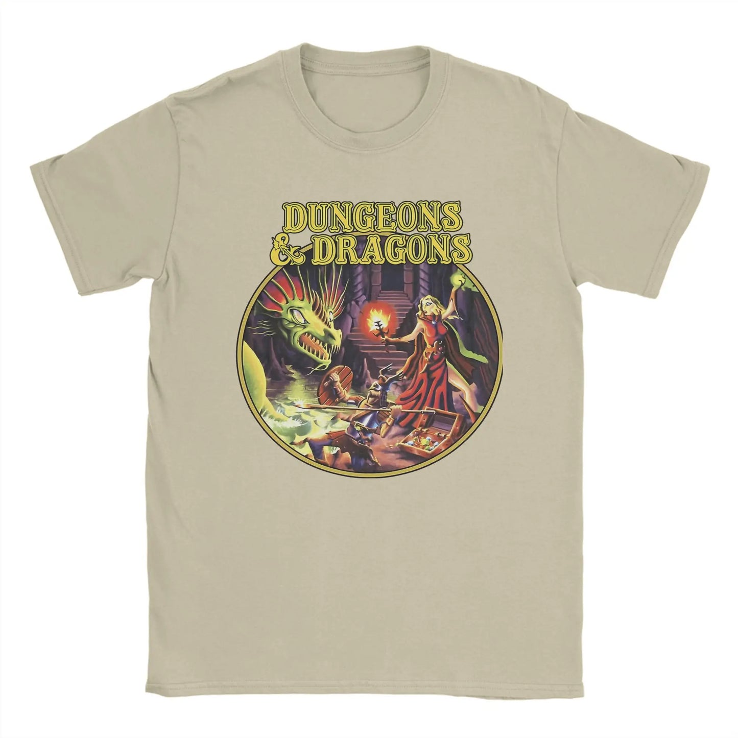 Dungeon Dragon DnD T Shirts Men Pure Cotton Vintage T-Shirts O Neck Tee Shirt Short Sleeve Clothes Adult