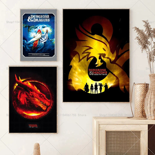 1PC Role playing Games Dungeons And Dragons Poster Self-adhesive Art Waterproof Paper Sticker Room Wall Decor