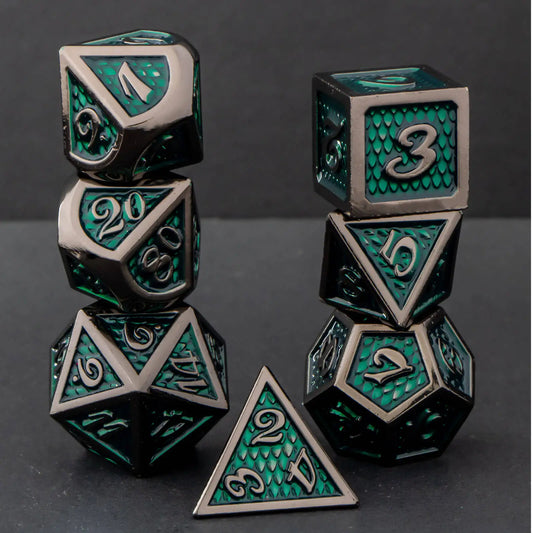 7 Pcs DND D&D Metal Dungeon and Dragon Scales Dice Set, RPG Role D and D Playing Game Dice D20 D12 D10 D8 D6 D4