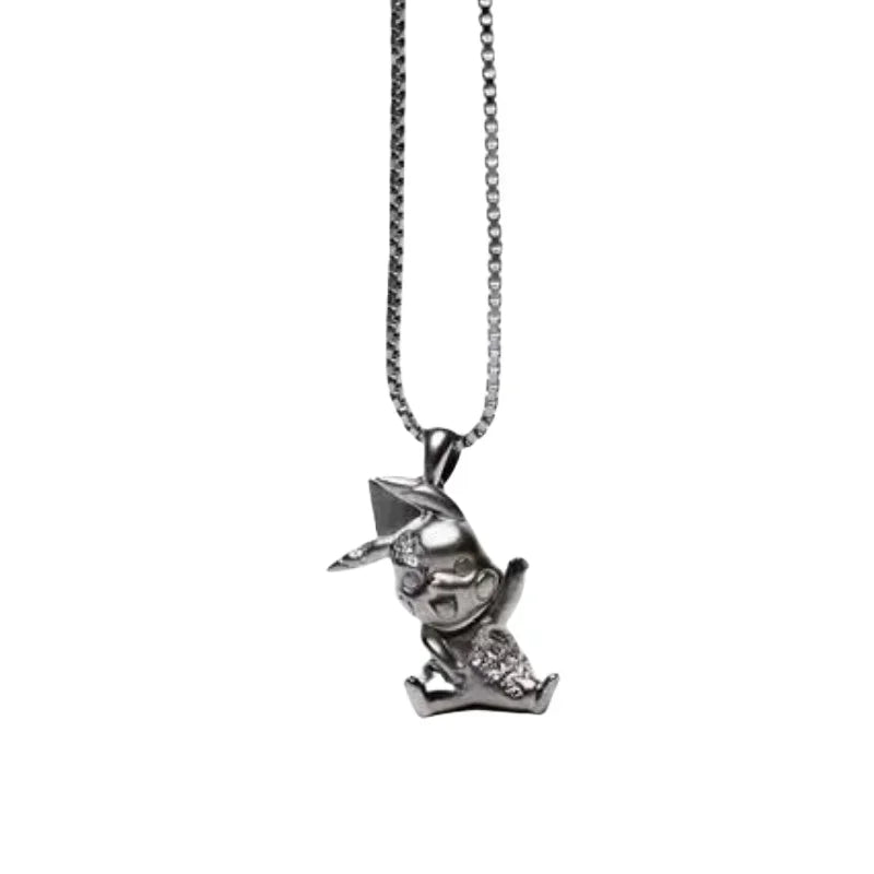 Pokemon Necklace Pendant 925 Silver Cartoon Animation Jewelry Accessories Niche Design Light Luxury Fashion Couple Trend Crafts