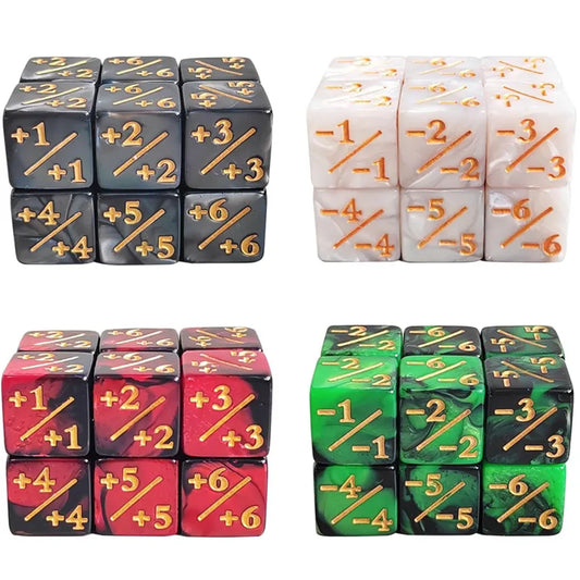 10Pcs 16mm 6 Side Dice Counters +1/-1 Dice Kids Toy Counting Dice For MTG Magic The Gathering Card Gaming Token & Loyalty Dice