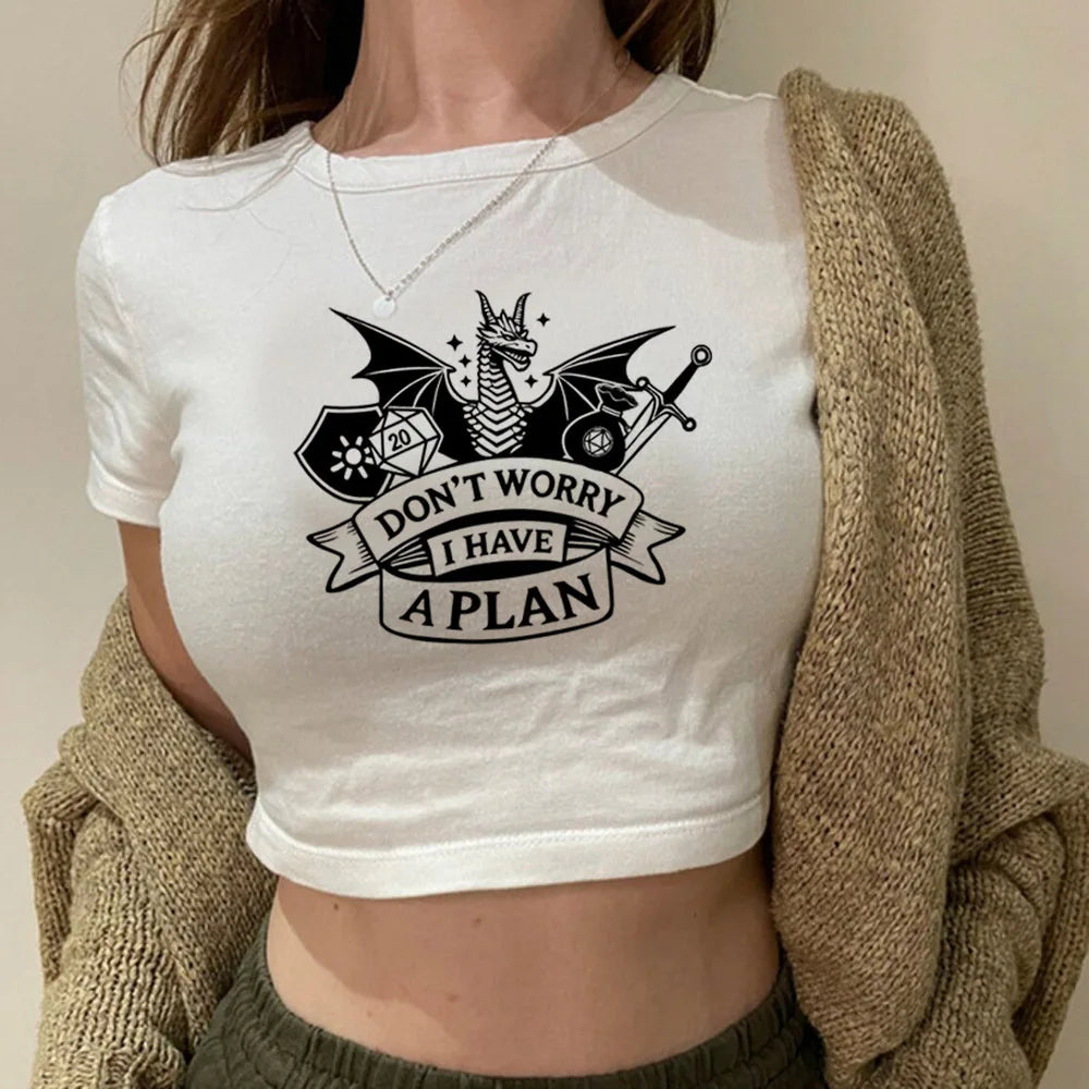 Dungeons And Dragons Dnd crop top gothic Grunge harajuku summer Aesthetic cropped y2k 2000s girls clothing