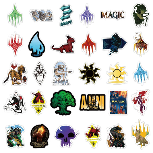 50-Pack Magic-Themed MTG Waterproof Stickers – Fantasy Decals for Laptops, Scrapbooks, Phones, and More