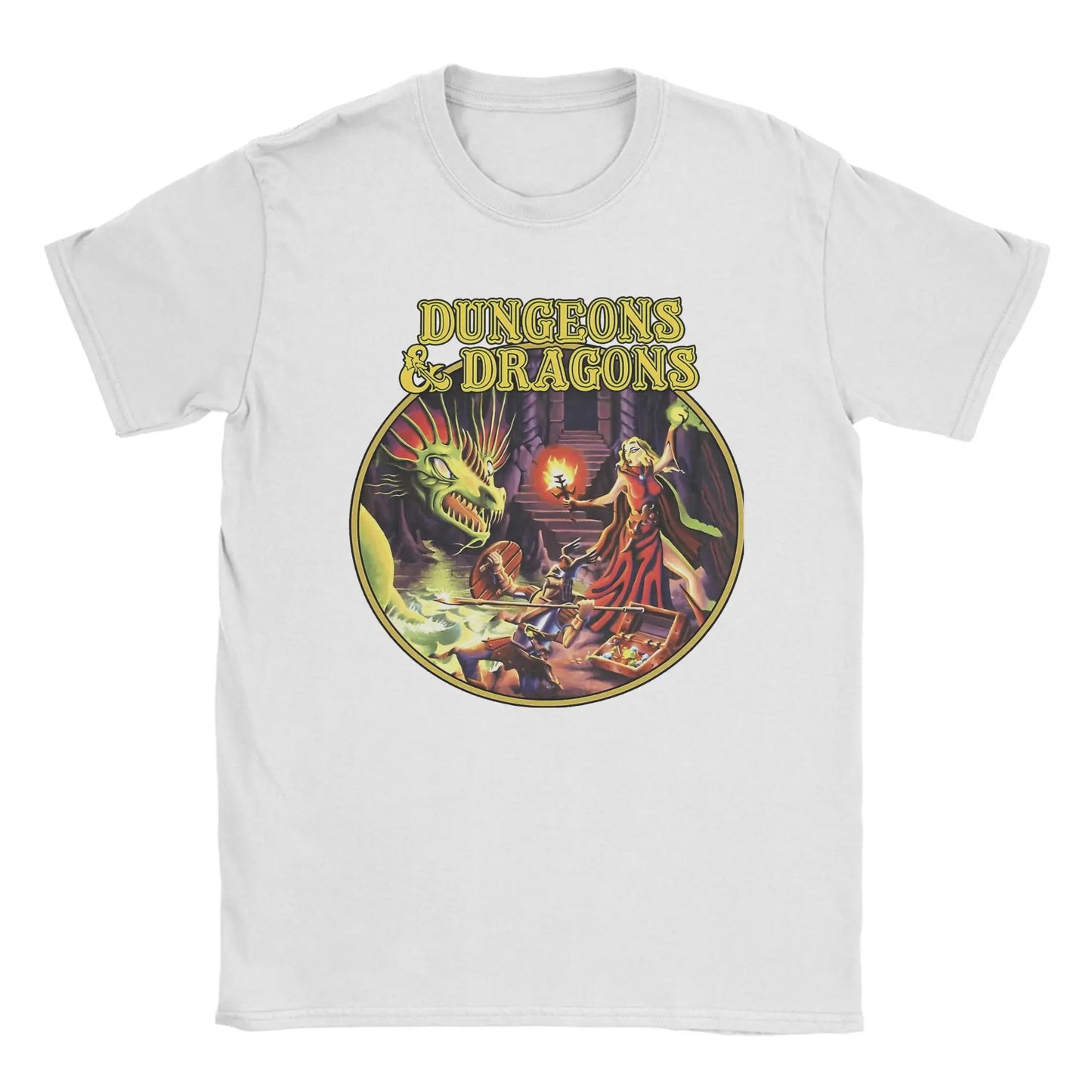 Dungeon Dragon DnD T Shirts Men Pure Cotton Vintage T-Shirts O Neck Tee Shirt Short Sleeve Clothes Adult