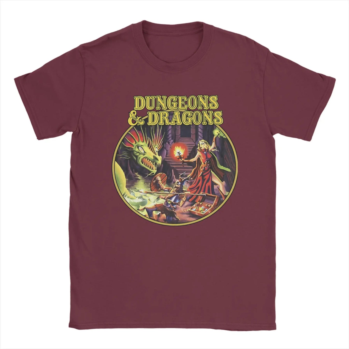 Dungeon Dragon DnD T Shirts Men Pure Cotton Vintage T-Shirts O Neck Tee Shirt Short Sleeve Clothes Adult