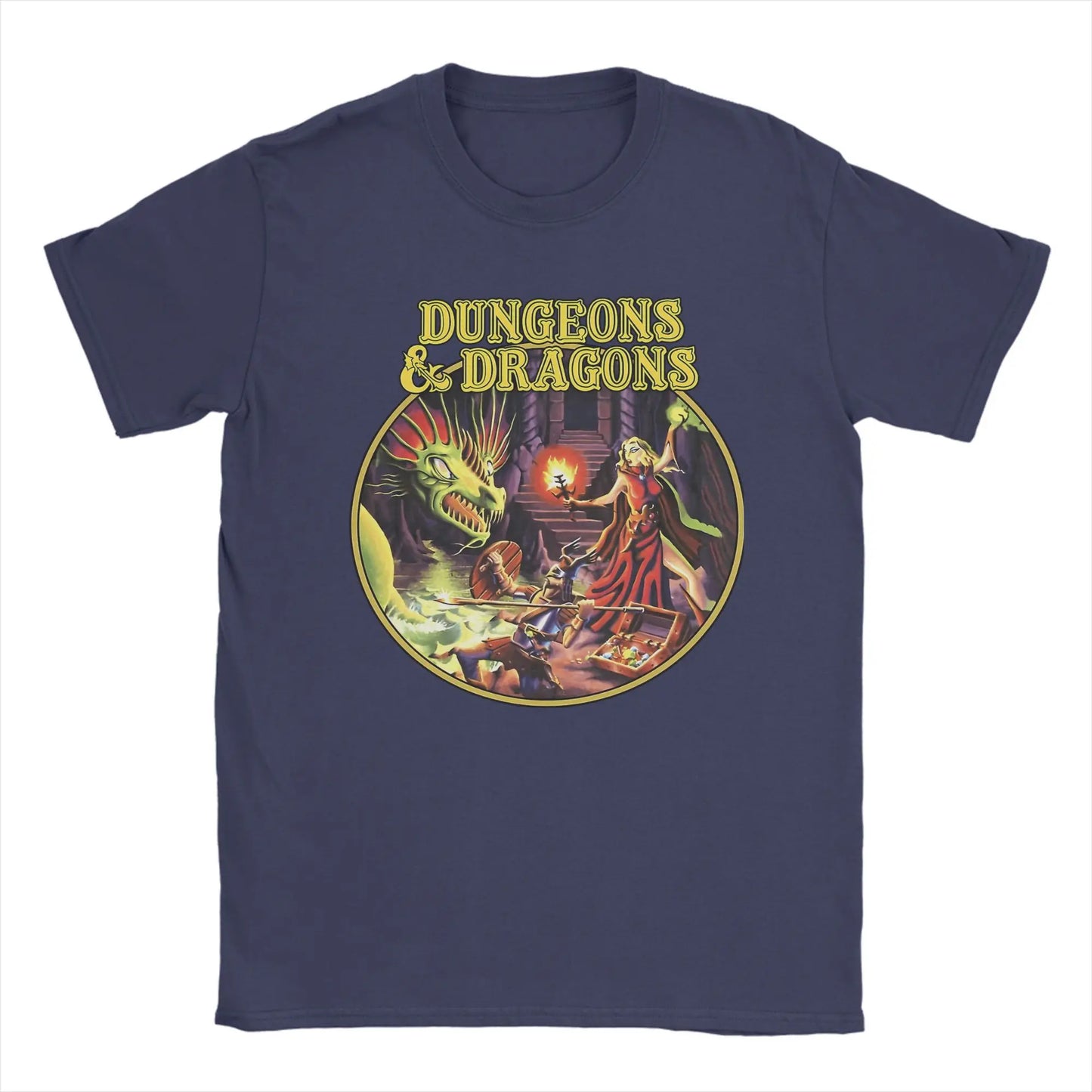 Dungeon Dragon DnD T Shirts Men Pure Cotton Vintage T-Shirts O Neck Tee Shirt Short Sleeve Clothes Adult