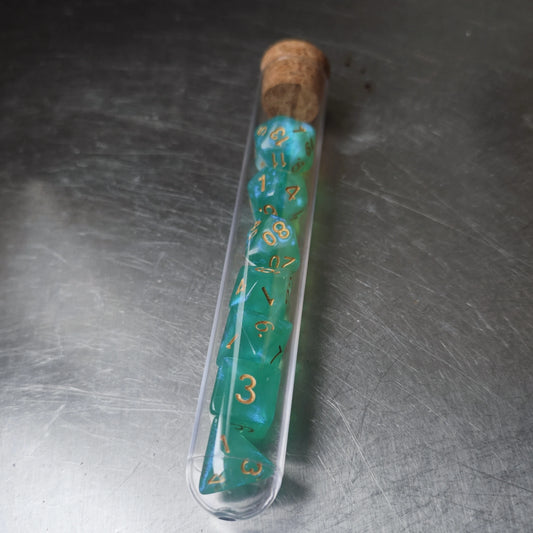 7Pcs/Set Green Dice Set D&D COC RPG Fantasy Potion Bottle Dungeons and Dragons DnD Desktop Game Accessories