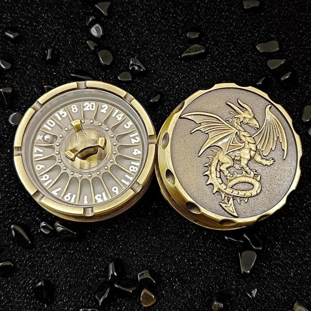 7 in 1 RPG Table Game Dice with Gift Case 20 Sides G20 Roulette Dice Spinner Metal DND Dice Set for Dungeons and Dragon Game