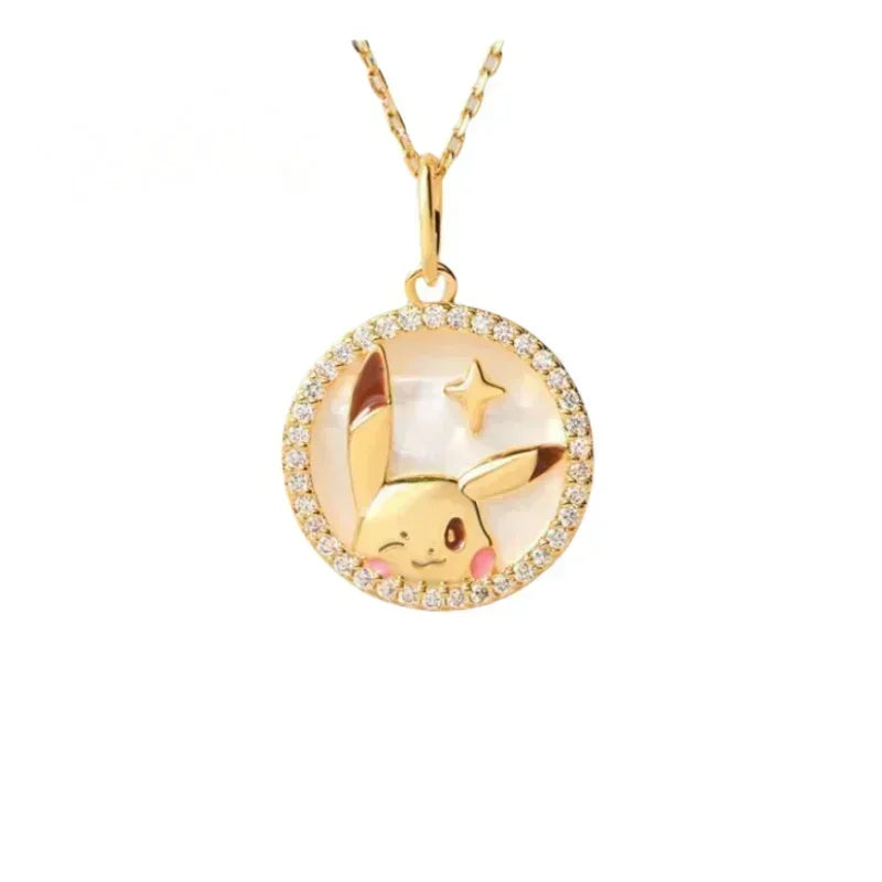 Pokemon Necklace Pendant 925 Silver Cartoon Animation Jewelry Accessories Niche Design Light Luxury Fashion Couple Trend Crafts