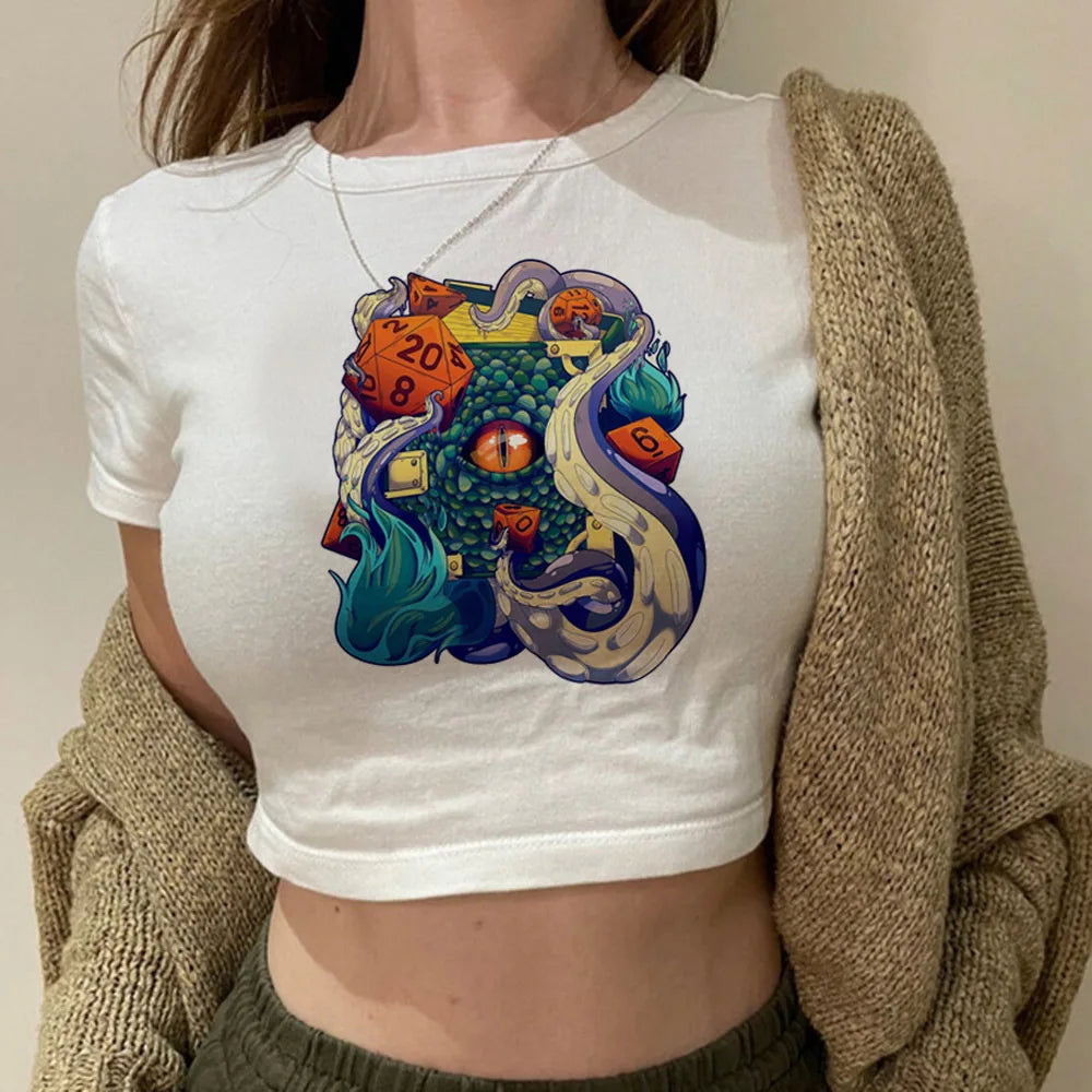 Dungeons And Dragons Dnd crop top gothic Grunge harajuku summer Aesthetic cropped y2k 2000s girls clothing