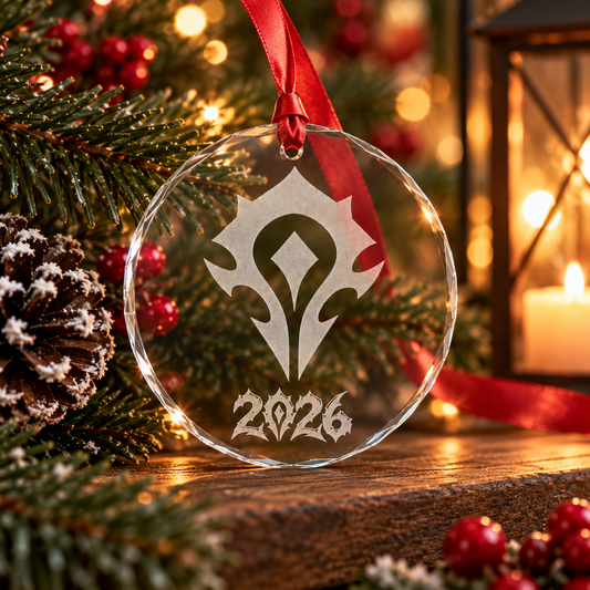 Horde Christmas Ornament 2026, World of Warcraft Inspired, Engraved Glass Ornament, Gamer Christmas Gift, WoW Horde Holiday Decor