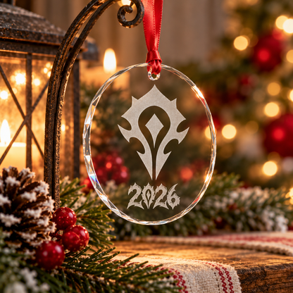 Horde Christmas Ornament 2026, World of Warcraft Inspired, Engraved Glass Ornament, Gamer Christmas Gift, WoW Horde Holiday Decor