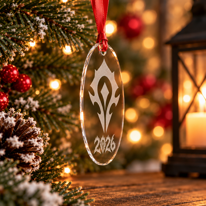 Horde Christmas Ornament 2026, World of Warcraft Inspired, Engraved Glass Ornament, Gamer Christmas Gift, WoW Horde Holiday Decor
