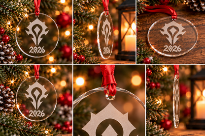 Horde Christmas Ornament 2026, World of Warcraft Inspired, Engraved Glass Ornament, Gamer Christmas Gift, WoW Horde Holiday Decor