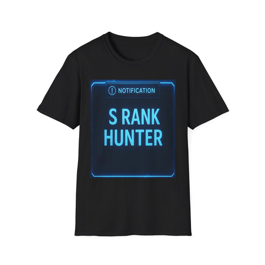 S Rank Hunter T-Shirt - Unisex Softstyle Gaming Tee, Perfect for Gamers and Celebrating Achievements