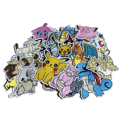 30pcs/set Pikachu Anime Pokemon Cloth Patch Clothes Sticker Sew on Embroidery Patche Applique Iron on Clothing Cartoon DIY Decor