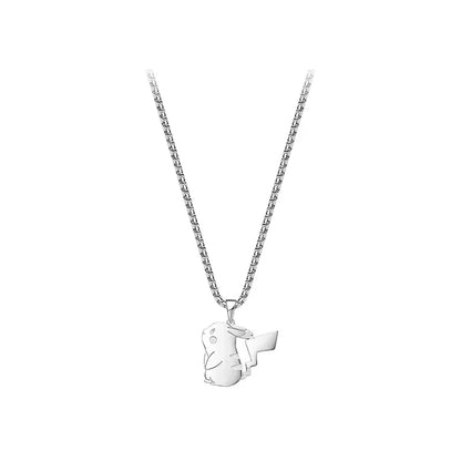 Pokemon Necklace Pendant 925 Silver Cartoon Animation Jewelry Accessories Niche Design Light Luxury Fashion Couple Trend Crafts