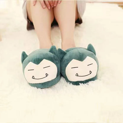 Anime Pokemon Cotton Warm Slipper Pikachu Gengar Snorlax Autumn Winter Indoor Shoes Stuffed Dolls Women Plush Home Slippers